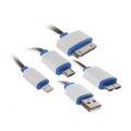 Кабель Human Friends Navy 4 в 1, черный, Apple Linghtning 8-pin, Apple 30-pin, MicroUSB, Micro USB 3.0, 1м. (1/125)